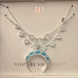 Stunning Silver and Blue Crescent Necklace